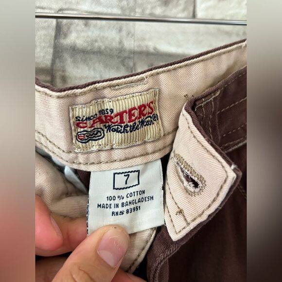 Carter’s || Vintage 90’s Burnt Chocolate Brown Cargo Boy Shorts Retro Pants Sz 7 - Picture 4 of 9